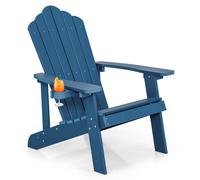 Patio Adirondack Chair Outdoor Weather Resistant Chair w/Cup Holder COSTWAY Navy One Size