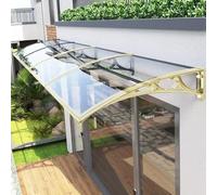 Patio Awning 39x106 in Outdoor Window Awning with Steel Bracket Kit Transparent Panel Stylish Gold Bracket Ideal for Decks & Door Entrances Durable & WeatherResistant