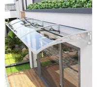 Patio Awnings 24x91 in Outdoor Window Awning with Plastic Steel Bracket Kit Rectangle Transparent Panel for Patio Deck & Door Entrance White Modern Design