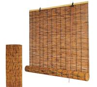 Patio Bamboo Roman Shade Blind, 45 60 90 110 130 150 160 cm Woven Reed Roll Up Curtains, Light Filtering Natural Bamboo Roller Windows Shades for Outdoor Office Easy to Install(W150cm x H180cm)