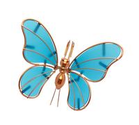 Patio Butterfly Planter Decor Hanger, Blue | Metal Frame Acrylic Panel Accent with Soft Night Glow for Balcony Fence Display