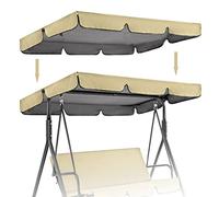 Patio Canopy Swing Cover Replacement Canopy for Swing Seat 2 & 3 Seater Swing Chair Canopy Cover Anti-UV/Waterproof Hammock Cover Top for Outdoor Garden Patio,Beige,249 * 185 * 18cm