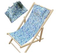 Patio Chair Replacement Fabric 45x17 In Canvas Sling Chair Fabric Replacement with Pillow Soft Breathable Refreshing Floral Pattern Patio Sling (Blue Floral Pattern)