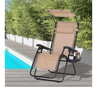 Patio Deck Chair Zero Gravity Garden Beach Outdoor Canopy Steel Frame