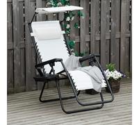 Patio Deck Chair Zero Gravity Garden Beach Outdoor Canopy Steel Frame