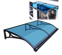Patio Door Awning Canopy 24x106in -UV & Rain Protection Polycarbonate Cover with Aluminum Brackets Adjustable 60cm-600cm Lake Blue Outdoor Sun Shade