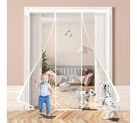 Patio Door Mosquito Net with Magnet 380x290cm Magnetic Closure Self-Closing Door Cover Cool Summer Warm Winter Draft Screen White