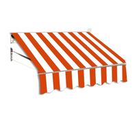 Patio Door Window Sun Shade 350x350cm - Orange & White Stripe, 250gsm Polyester Replacement Cloth, UV Protection, Outdoor Canopy Cover for Yard & Patio Use