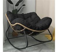 Patio Egg Rocking Chair Cushion, Modern Upholstered Comfortable Rocker for Bedroom Living Room Porch Garden Patio(Black)