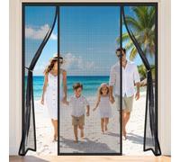 Patio Fly Screen Door Double Black 175x220cm Gravity Sticks at the Bottom to Prevent Wind from Blowing it Open Summer Protection for Every Door