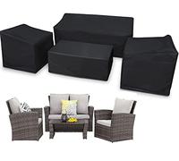 Patio Furniture Cover 4-Piece,Outdoor Garden Furniture Covers ,Upgraded 420D Heavy Duty Oxford Fabric Garden Table Cover with Air Vent Windproof Patio Furniture Set Covers with 2 Windproof Buckles