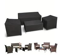 Patio Furniture Covers 4 Piece Set,Heavy Duty Waterproof Outdoor Furniture Cover for Rattan Wicker Conversation Set(210D)