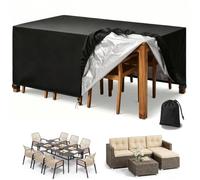 Patio Furniture Covers Winter Outdoor Dining Table Covers 120x60x75cm | Heavy-Duty Waterproof 420d Oxford Outdoor Furniture Set Covers, Anti-UV, All-Weather Outdoor Sectional Sofa Couch Set Covers