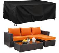 Patio Furniture Set Cover, Outdoor Sectional Sofa Couch Set Covers Waterproof, Garden Dining Table Chair Set Cover Outside Rectangular Heavy Duty Weatherproof Black 420D 150x100x60cm
