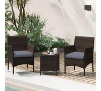 Patio Furniture Set Outdoor PE Rattan Wicker Bistro Chair and Table Set Wyld and Coco Grey 1 Pack