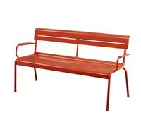 Patio Garden Bench with Backrest and Armrests, Aluminum Alloy, No Assembly Required, Adjustable Feet for Outdoor Lawn Porch Path
