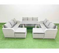 Patio Garden Furniture Sets with 2 Big Stool Light Grey Fimous Light Grey One Size
