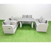 Patio Garden Furniture Sets with Cushions Side Table 6 Pieces Fimous Light Grey One Size