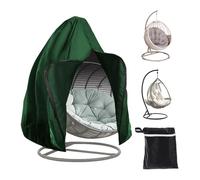 Patio Hanging Chair Cover with Zipper, Waterproof Wind-Proof Anti-UV Swing Egg Chair Cover, Oxford fabric Heavy Duty Outdoor Wicker Single Seat Egg Chair Covers, 190 x 115 cm (Green)