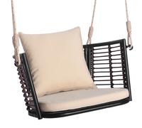Patio Hanging Rattan Basket Chair Swing Hammock Chair w/Seat Cushion