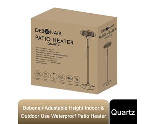 Patio Heater Black Quartz Large Adjustable Height Waterproof Electric Halogen UK