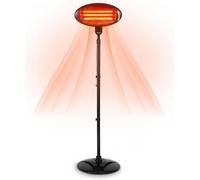Patio Heater Outdoor 2KW Free Standing Electric - Adjustable Height & Angle Infrared Garden Heater with 3 Heat Settings (650W/1350W/2000W), Waterproof & Weatherproof - Black