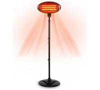 Patio Heater Outdoor 2KW Free Standing Electric - Adjustable Height & Angle Infrared Garden Heater with 3 Heat Settings (650W/1350W/2000W), Waterproof & Weatherproof - Black