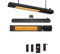 Patio Heater Wall Mounted 2000W, Electric Infrared Heater with Remote Control, 9 Heat Levels, 24H Timers, 1s Heating Carbon Fiber Tube Heater for Indoor & Outdoor Use