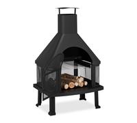 Patio log burner Outdoor Fireplace Portable Fire Pit Removable Grill Spark Guard