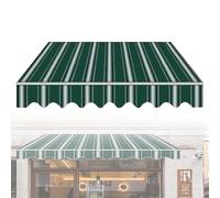 Patio Ning Replacement Cover - UV & Water-Resint Canvas with Front Valance - Green Stripes, 390x270cm - Outdoor Canopy for Balcony Shelter