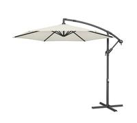 Patio Parasol, 3 m Cantilever Garden Umbrella with Base, Offset Banana Umbrella with Tilt, Beige