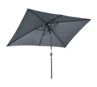 Patio Parasol Dark Grey 195x295cm Polyester Canopy Aluminium Pole Crank 6RibTilt