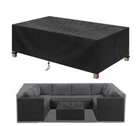 Patio plus Extra Large Rectangular Garden Table 315 x 180 x 74 cm Furniture Set Covers, 600D Heavy Duty Oxford Polyester Outdoor Table and Chair Covers Windproof, Anti-UV and Table Rattan Sofa Cover