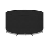 PATIO PLUS Large Round Garden Table Furniture Cover 420D Oxford Fabric Outdoor Patio Circular Set Cover for Chair Set Waterproof, Windproof, Anti-UV, Garden Covers 190x80cm,Black