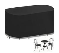 PATIO PLUS Outdoor Garden Large Bistro Set Cover, Waterproof, UV Protected,420D Oxford Fabric,L124 W63 H80cm, Black