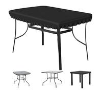 PATIO PLUS Rectangular Garden Table Top Cover, Waterpoof, Windproof, Heavy Duty 420D Oxford Fabric, Patio Table and Folding Table Cover, Suitable for Tables 180*100*15cm Black