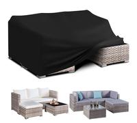 PATIO PLUS Rectangular Table Cover , 420D Oxford fabric Garden Furniture Cover ,Waterproof,Windproof，Anti-UV,250x200x90cm ,Black