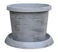 Patio pot with saucer for Plants Modern grey design Made of durable garden plastic 39cm Pot and Saucer by Thompson and Morgan (1)