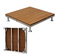 Patio Raised Deck Platform 33x33 in, Height Adjustable Modular Floating Deck Kit Wood Plastic Composite Snap-Together for Outdoor Yard Garden Campsite Temporary Events(Natural,15cm/6in)