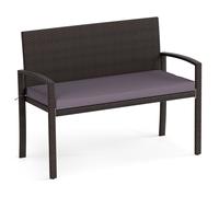 Patio Rattan Loveseat Wicker 2-Seat Bench w/Soft Seat Cushion COSTWAY Grey One Size