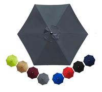 Patio Replacement Parasol Canopy Waterproof for 2m 2.3m 2.5m 2.7m 3.0m 3.5m Umbrella Cover Umbrella Replacement Top Outdoor Patio Replacement Parasol Fabric for Pool Beach(Gray,2.0m/6ribs)