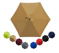 Patio Replacement Parasol Canopy Waterproof for 2m 2.3m 2.5m 2.7m 3.0m 3.5m Umbrella Cover Umbrella Replacement Top Outdoor Patio Replacement Parasol Fabric for Pool Beach(Khaki,2.7m/6ribs)