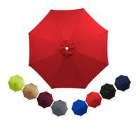 Patio Replacement Parasol Canopy Waterproof for 2m 2.3m 2.5m 2.7m 3.0m 3.5m Umbrella Cover Umbrella Replacement Top Outdoor Patio Replacement Parasol Fabric for Pool Beach(Red,2.7m/6ribs)