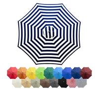 Patio Replacement Parasol Canopy8.9ft/9.8ft 8 Ribs,Anti-UV Polyester Canopy,Parasol Replacement Cloth,Waterproof Table Market Yard Garden Umbrella Replacement Top Cover(Blue and white stripes,2.7m/8.9