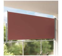 Patio Side Awning Brown 160x300cm UV Polyester PU Coated with Grey Iron Stand.