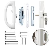 Patio Sliding Door Handle Set with Mortise Lock, Perfect Replacement Sliding Door Handle with Key Lock Fits Patio Doors Thickness 1-1/2" to 1-3/4", 3-15/16" Screw Hole Spacing, Reversible Design