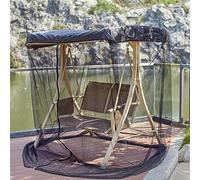 Patio Swing Mosquito Netting, Outdoor Swing Chair Mosquito Net, Garden Rocking Bench Insect Protection Cover, for Swing Seat 2 3 Seater(Only Cover),Black,125×205×205cm