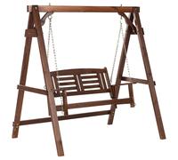 Beliani Patio Swing Nerito Wood Dark Brown