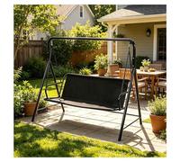 Patio Swing Seat Replacement 600D Thickened Waterproof Oxford Outdoor Swing Cushion Cover for 2/3 Seater Patio Garden Swing Chair ,Black-44.5×18.5×18.5in