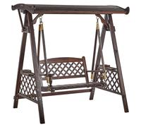 Patio Swing SENARICA Spruce Wood Dark Brown